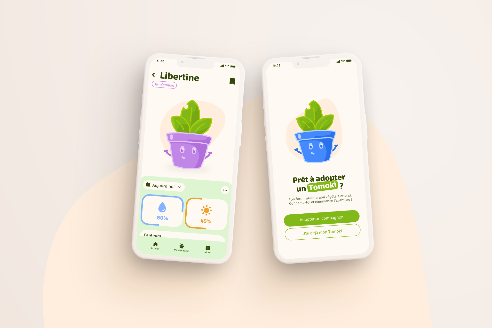 Aperçu des écrans internes de l'application Tomoki
